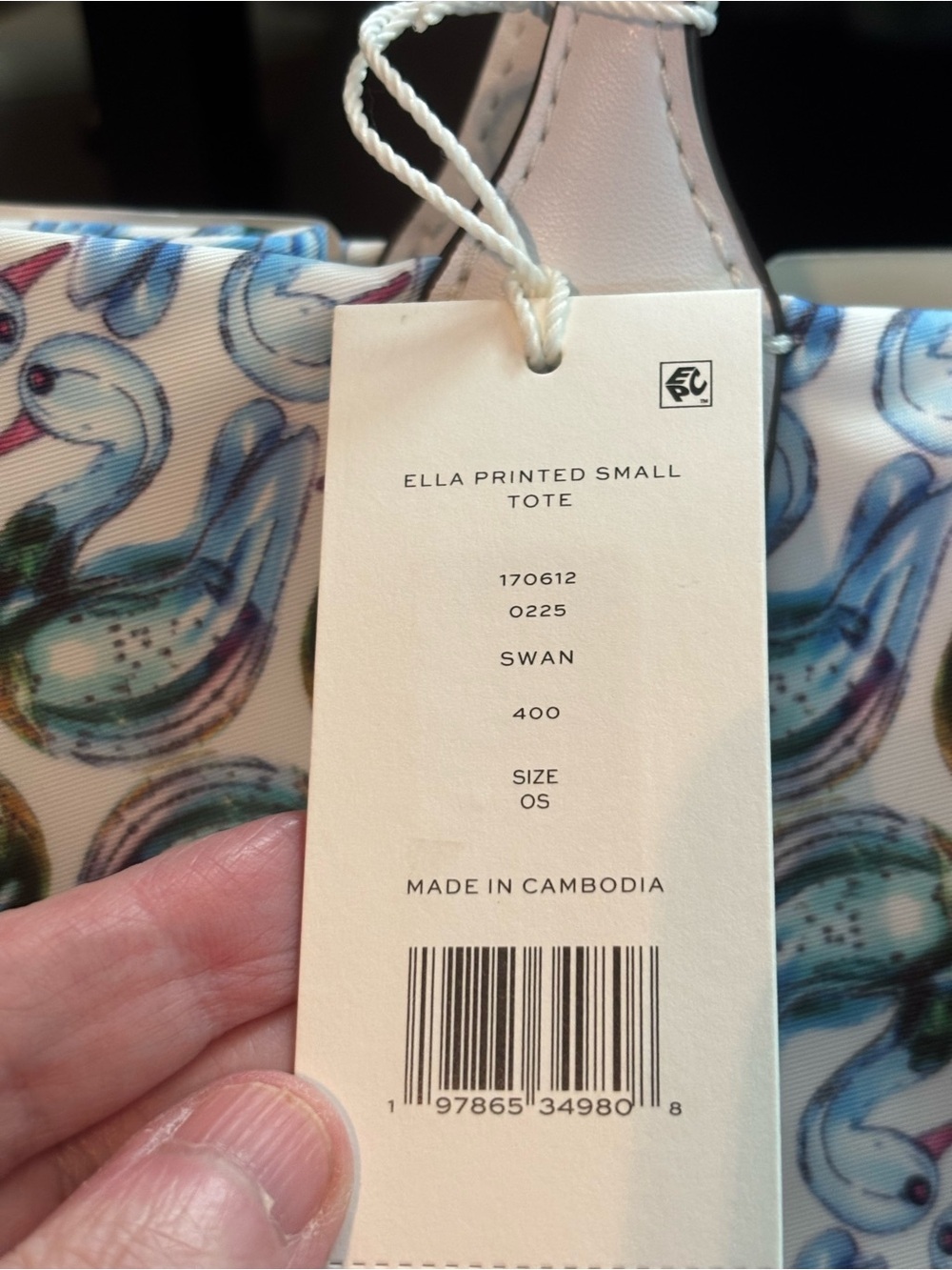Tory Burch Ella Printed Small Nylon Tote – Swan Pattern (Brand New With Tags) - Picture 13 of 13